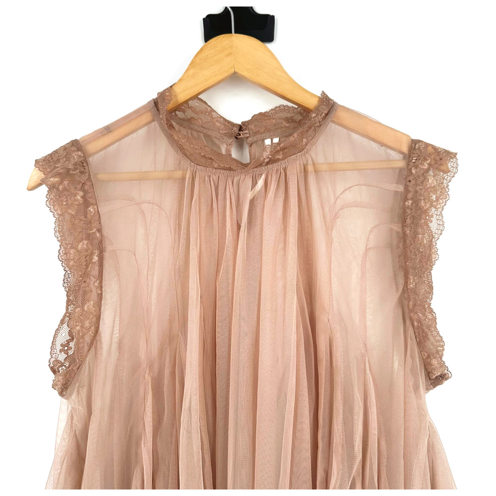 Anthropologie Godet Tulle Swing Top Large Sheer Lace Romantic Coquette Whimsical - Picture 2 of 9